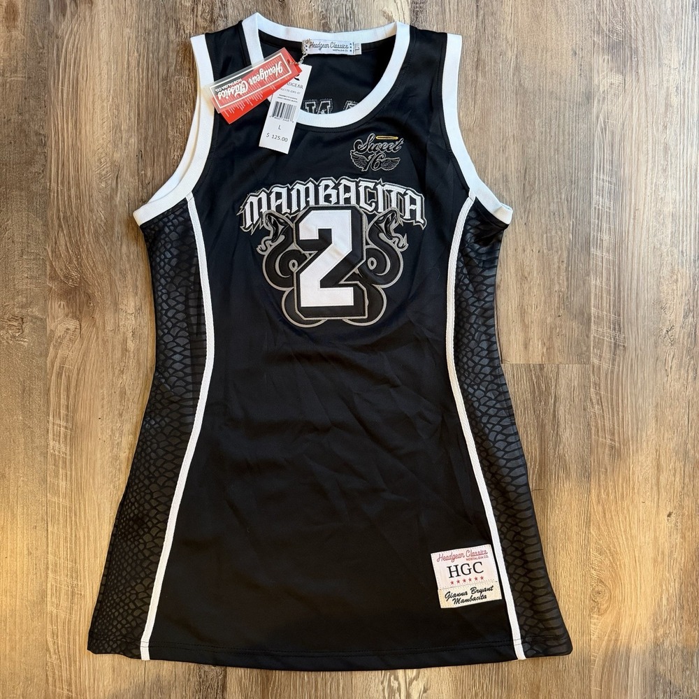NWT Headgear Classics Gianna Bryant Mambacita Sweet 16‎ Jersey Dress Sz L Black